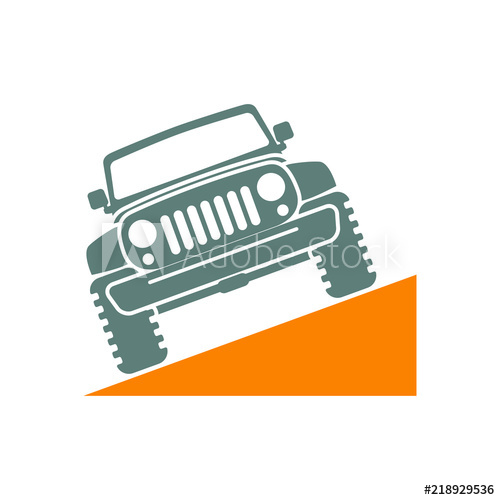 500x500 Icono Plano Todoterreno En Ladera En Gris Y Naranja