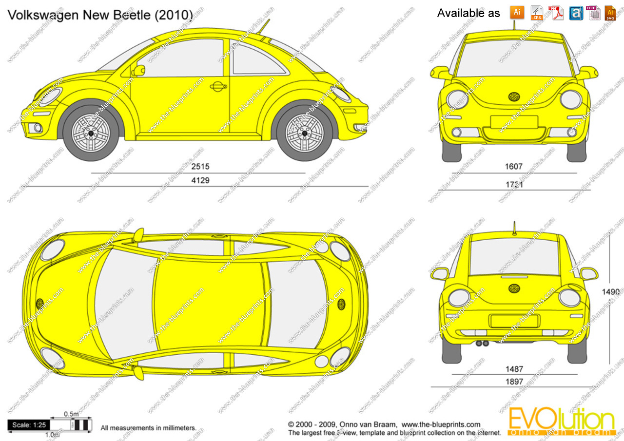 1280x905 Volkswagen New Beetle Vector Drawing