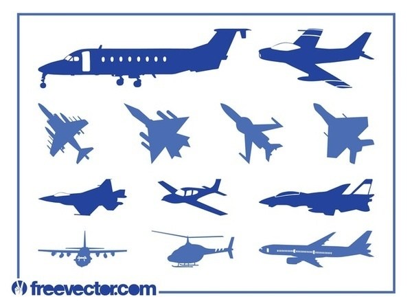 600x448 Aircraft Silhouettes Free Vector