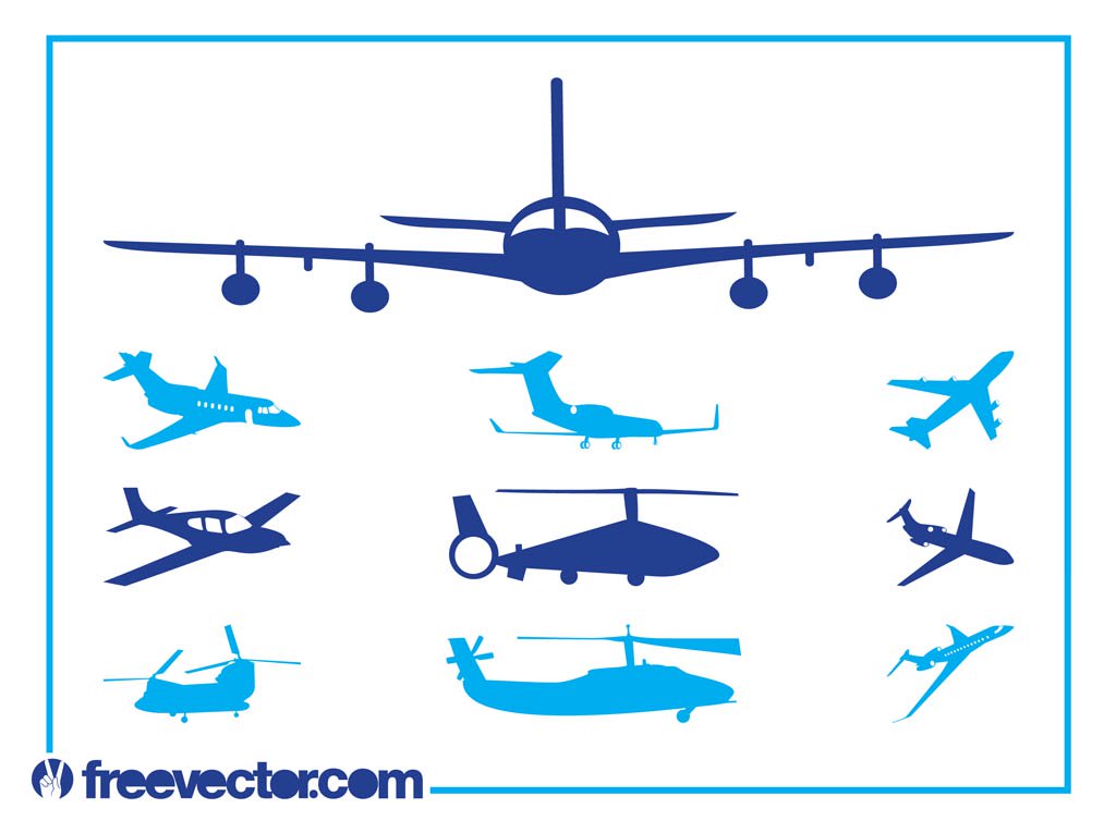 1024x765 Aircraft Silhouettes Set Vector Art Graphics