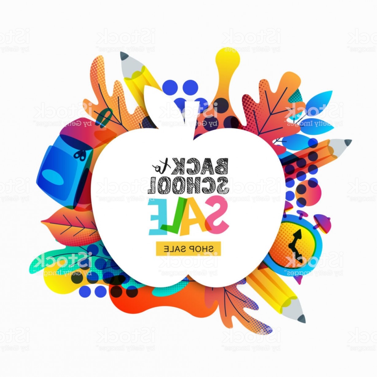 1228x1228 Vector Back To School Sale Banner Poster Template Apple Frame