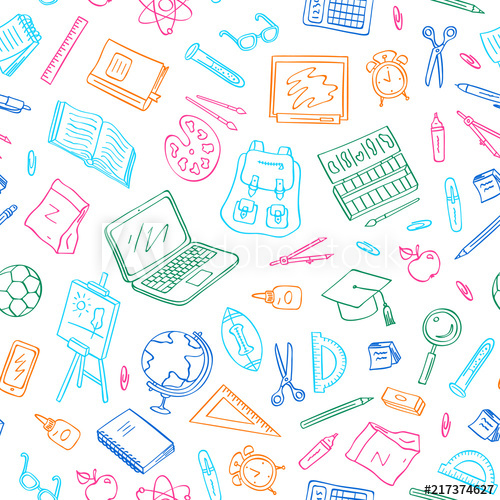 500x500 Vector Back To School Doodle Elements Pattern Or Background Study