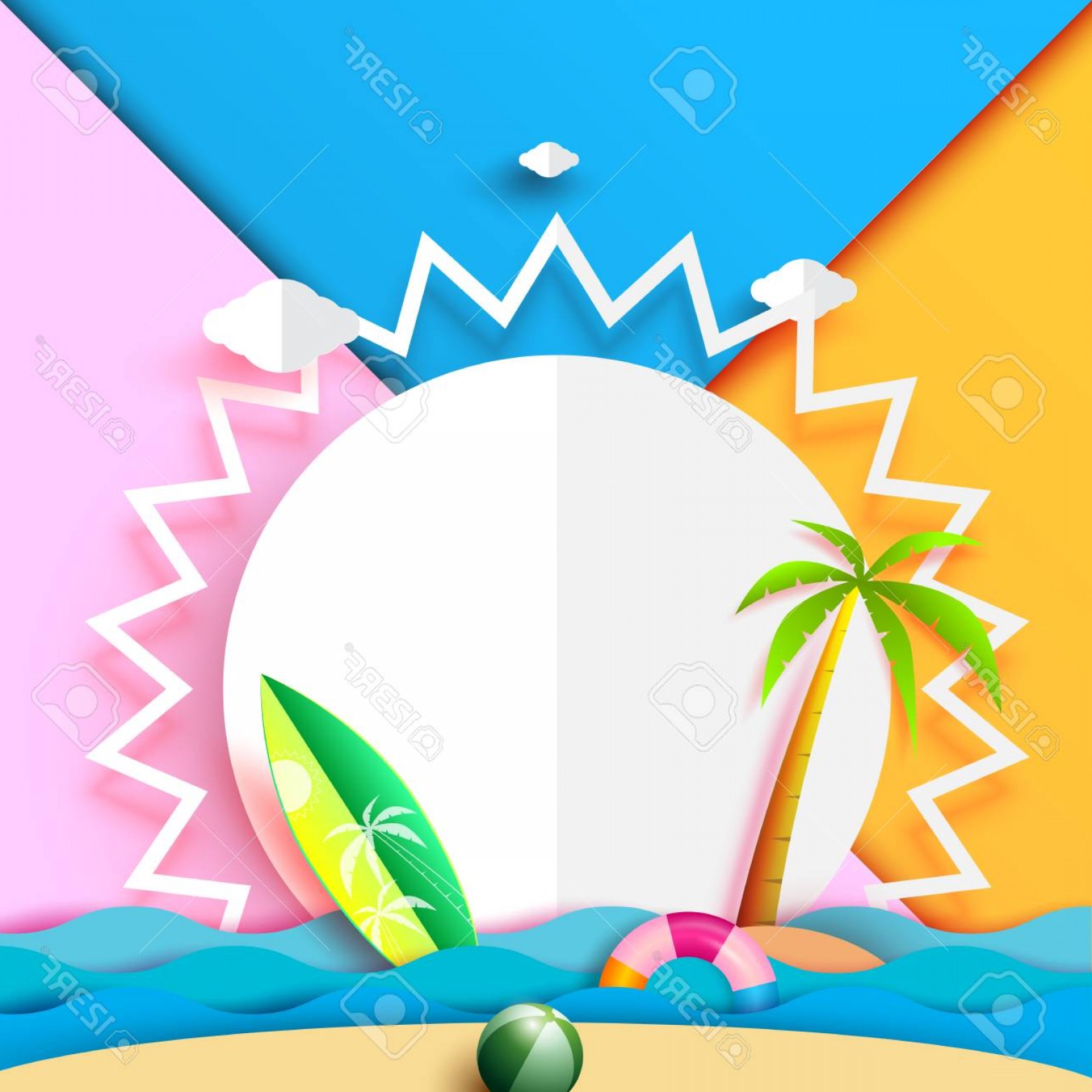 1560x1560 Photostock Vector Summer Beach Background Design With Sun