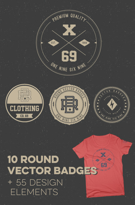 Round Vector Badges + Design Elements 440x667 Round Vector Badges + Design Elements