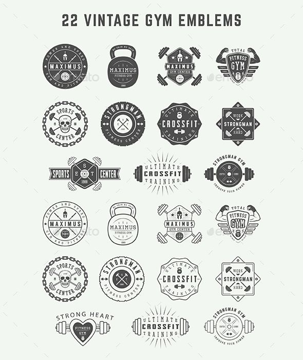 Vintage Gym Emblems Templates Vector Illustrator 590x700 Vintage Gym Emblems Templates Vector Illustrator