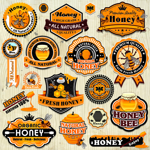 Vintage Honey Labels And Badges Vector Free Vector In Adobe 500x500 Vintage Honey Labels And Badges Vector Free Vector In Adobe