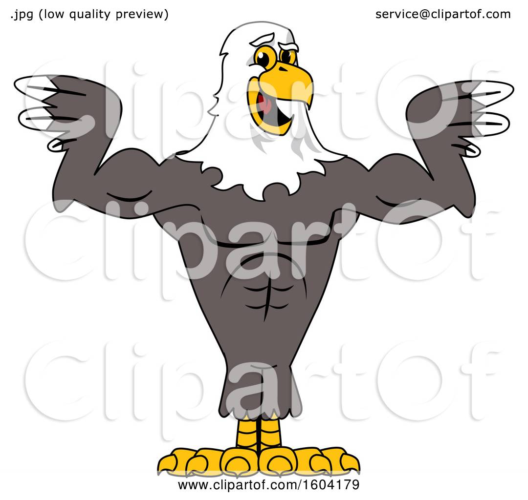 1080x1024 Clipart Of A Bald Eagle School Mascot Character Flexing His