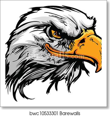 362x382 Graphic Head Of A Bald Eagle Mascot Vector Illustration, Art Print