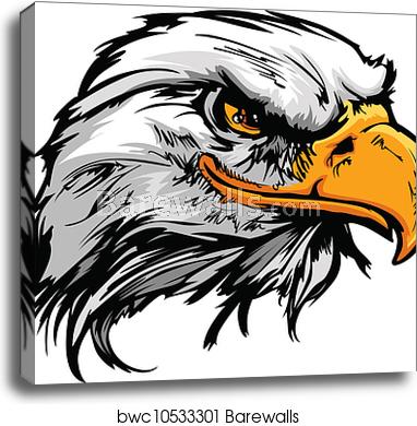 382x390 Graphic Head Of A Bald Eagle Mascot Vector Illustration, Canvas