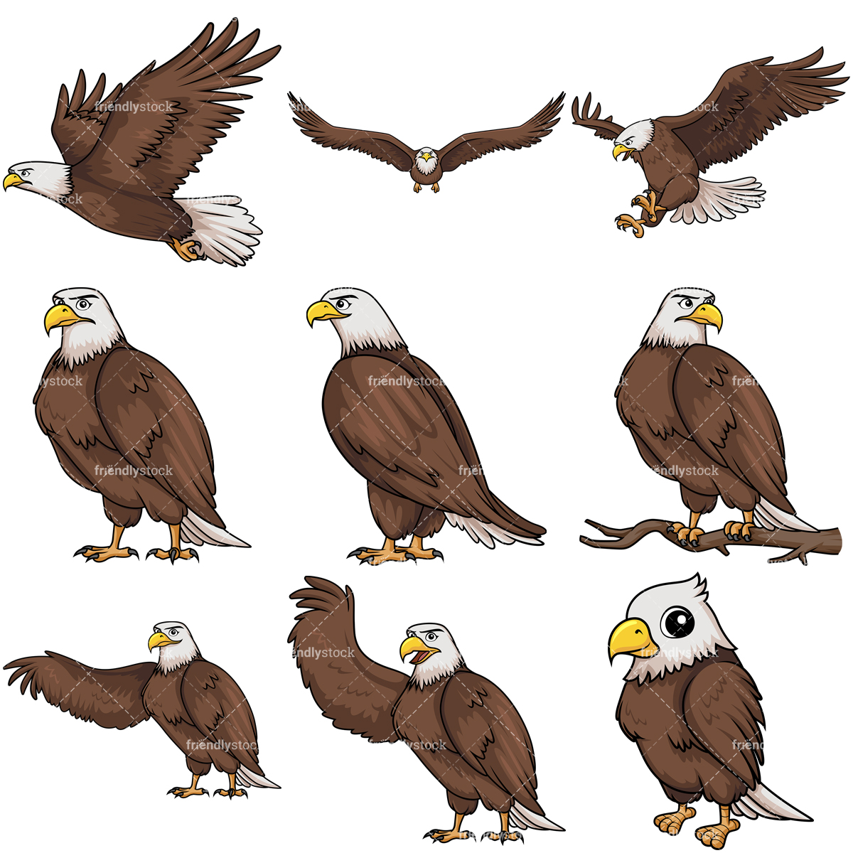 1200x1200 Bald Eagle Cartoon Vector Clipart