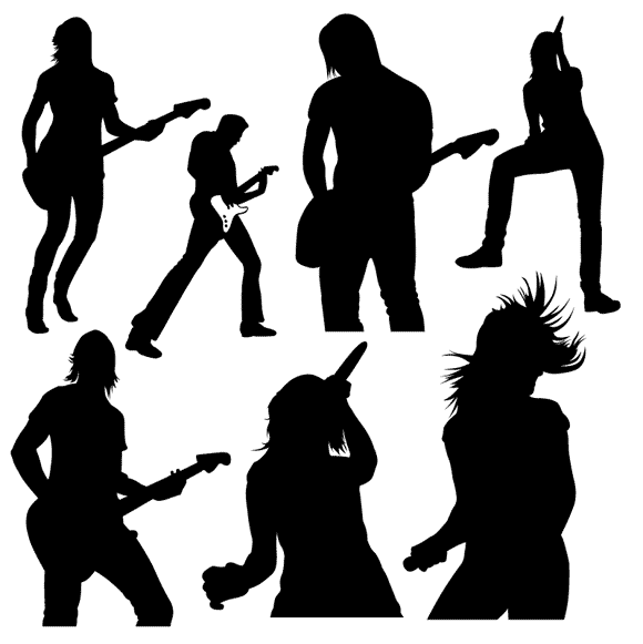 580x581 Free Vector Set Band, Music, And Rockstar Silhouettes