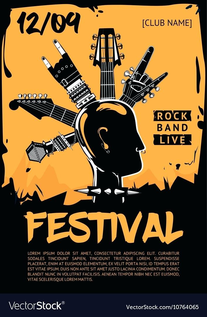 707x1080 Music Poster Template With Guitar Free Vector Band