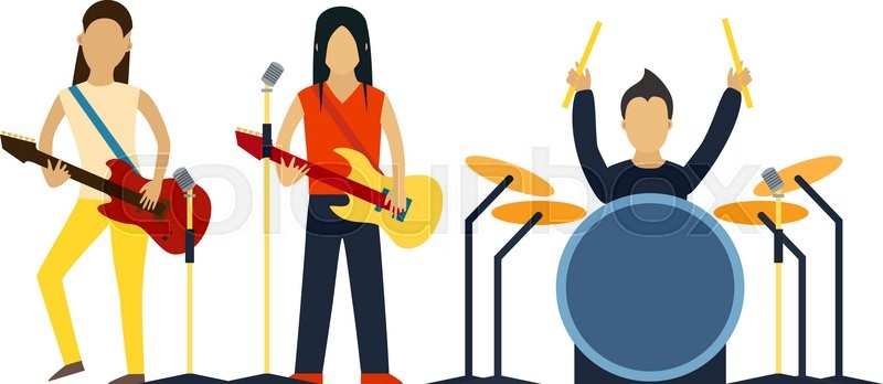 800x348 Music Band With Instruments Vector Stock Vector Colourbox