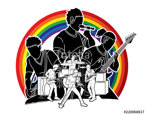 500x394 Musician Playing Music Together, Music Band, Artist Graphic Vector