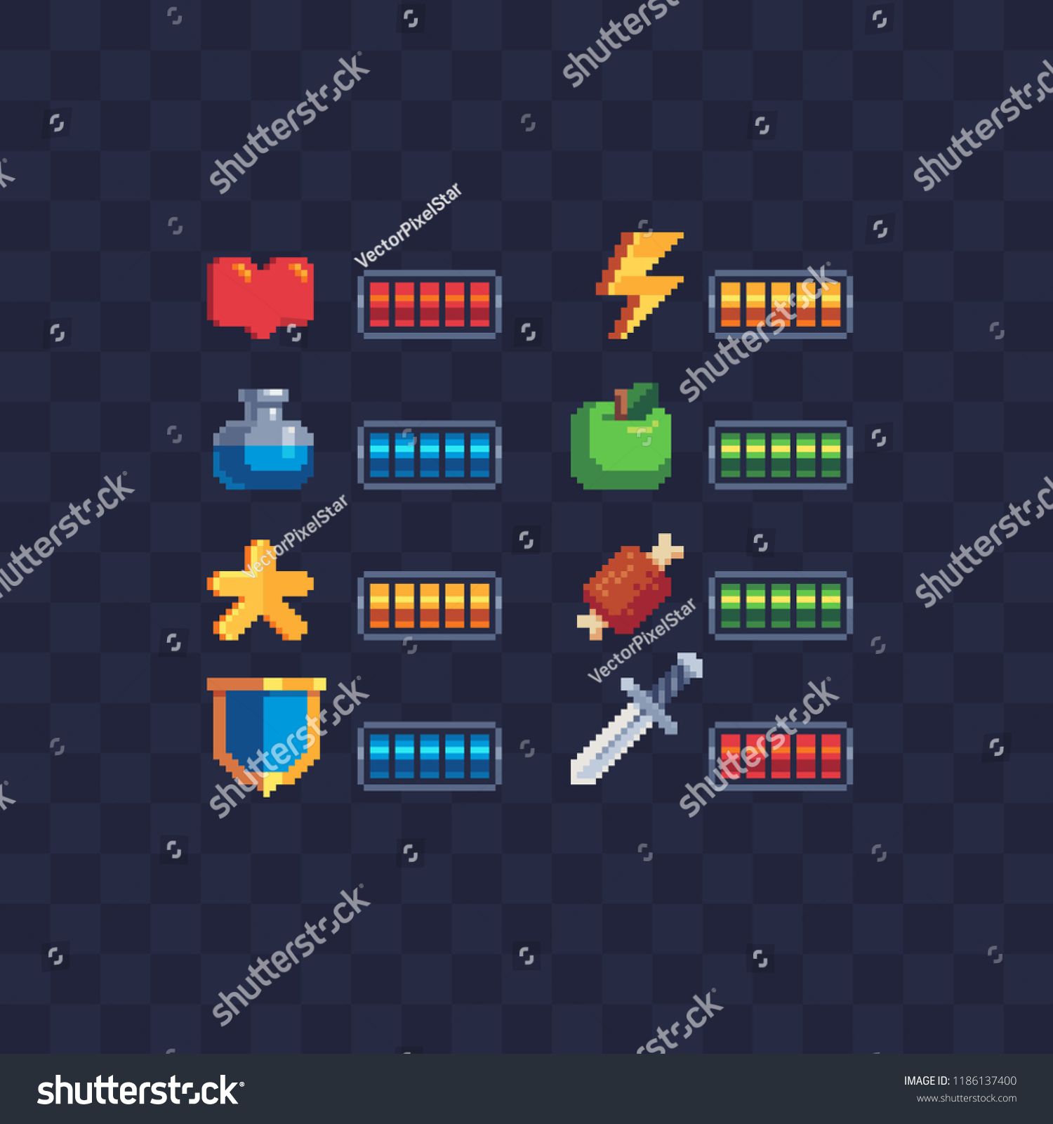 Set Of Bit Elements, Life Bar, Progressor, Stamina, Power 1500x1600 Set Of Bit Elements, Life Bar, Progressor, Stamina, Power