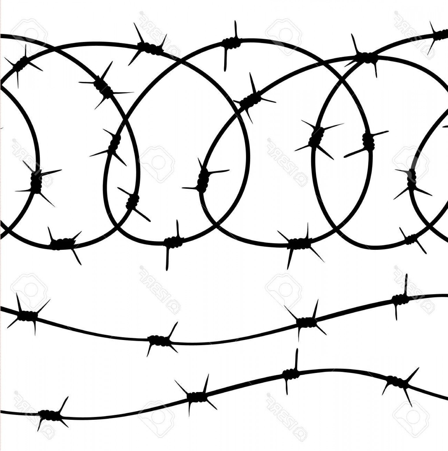 1551x1560 Photostock Vector Barbed Wire Elements Silhouette On White