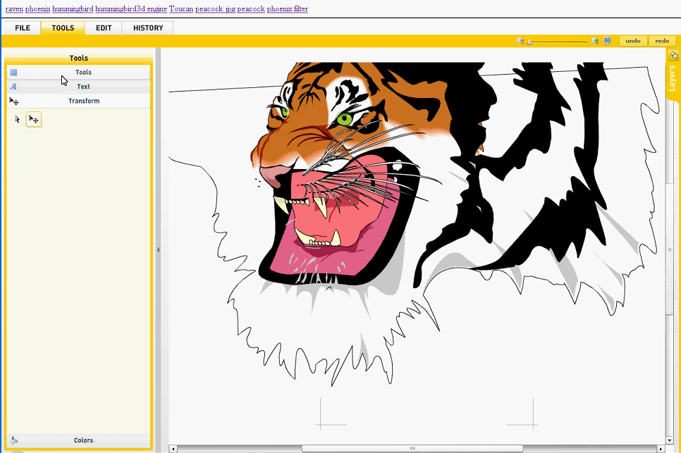 Vector based drawing at vectorified collection of vector based