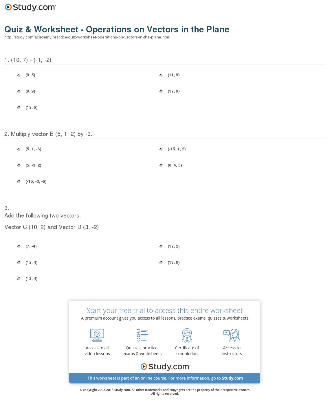 Vector Basics Worksheet at Vectorified.com | Collection of Vector