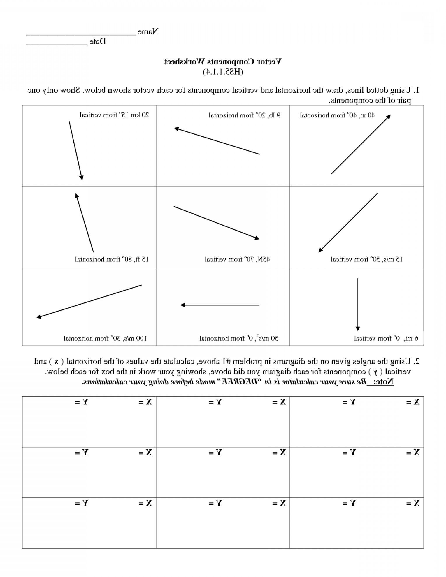 Addition Of Vectors Worksheets