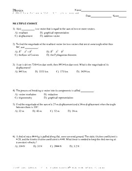 270x350 Vector Basics Displacement Quiz Or Worksheet