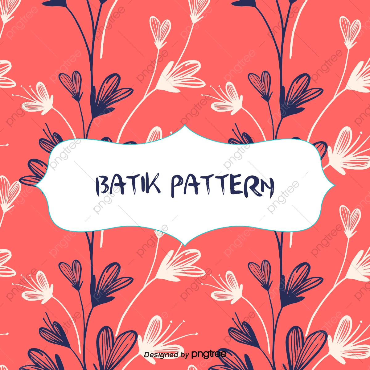 Vector Batik Pattern With Flowers And Clouds, Vector Pattern 1200x1200 Vector Batik Pattern With Flowers And Clouds, Vector Pattern