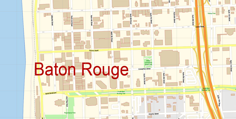 1000x506 Baton Rouge Pdf Map Vector Exact City Plan Louisiana Detailed