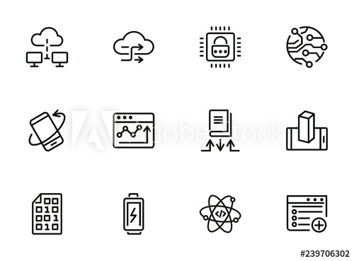 500x369 Application Development Line Icon Set Battery Charging, Binary