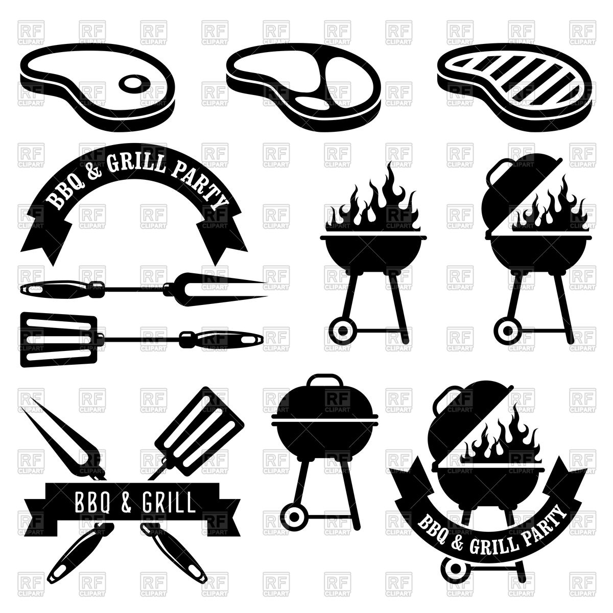 Set Of Barbecue Party Icons 1200x1200 Set Of Barbecue Party Icons