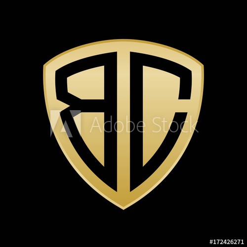 500x500 Initial Letters Logo Bc Gold Monogram Shield Shape Vector