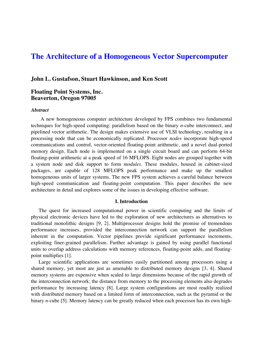 850x1100 Pdf The Architecture Of A Homogeneous Vector Supercomputer