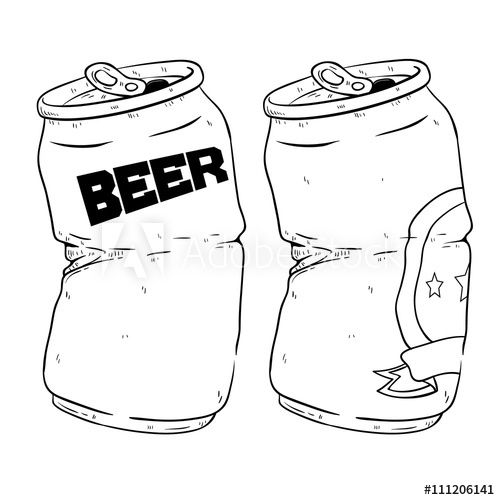 500x500 Black And White Of Two Broken Beer Cans Drink With Doodle