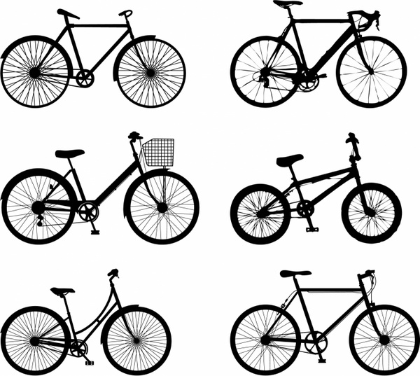 600x537 Detailed Bike Silhouettes Free Vector In Adobe Illustrator