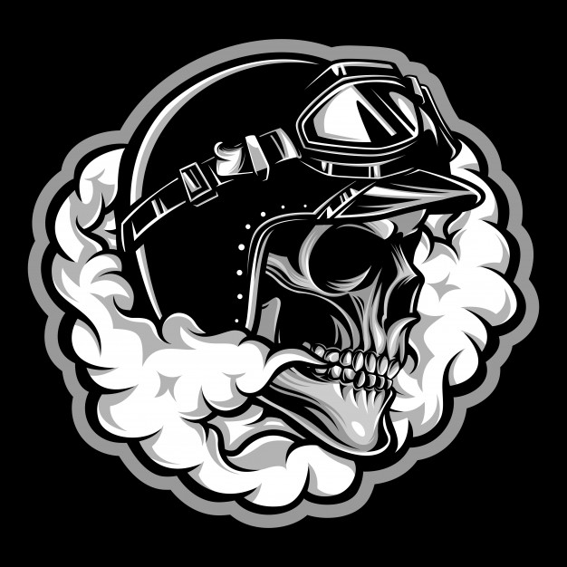626x626 Biker Skull With Smoke Vector Premium Download