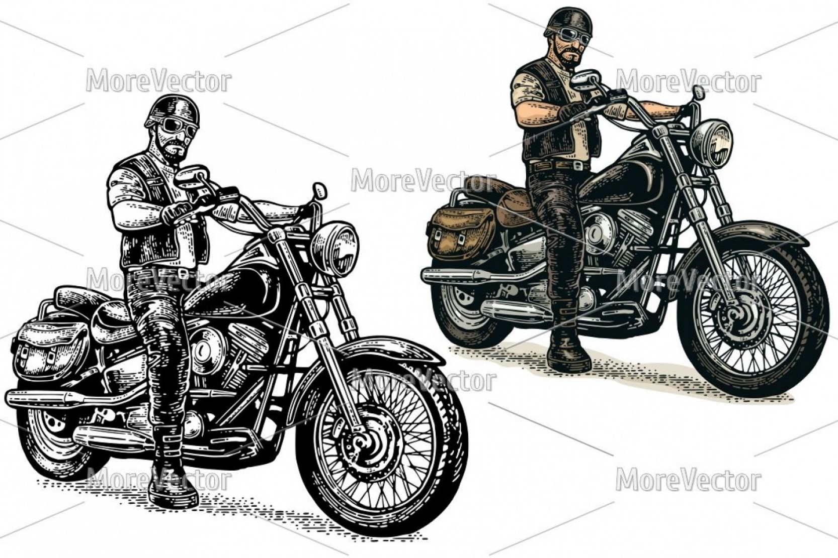 1666x1111 Chopper Biker Cartoon Vector Hoodamathrun