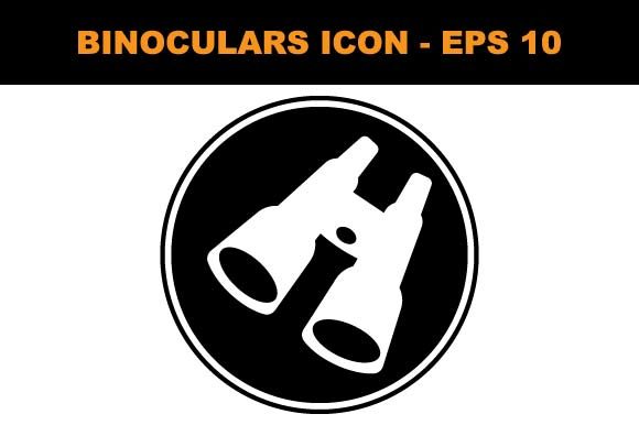 580x386 Binoculars Icon On Black Circle Vector Graphic
