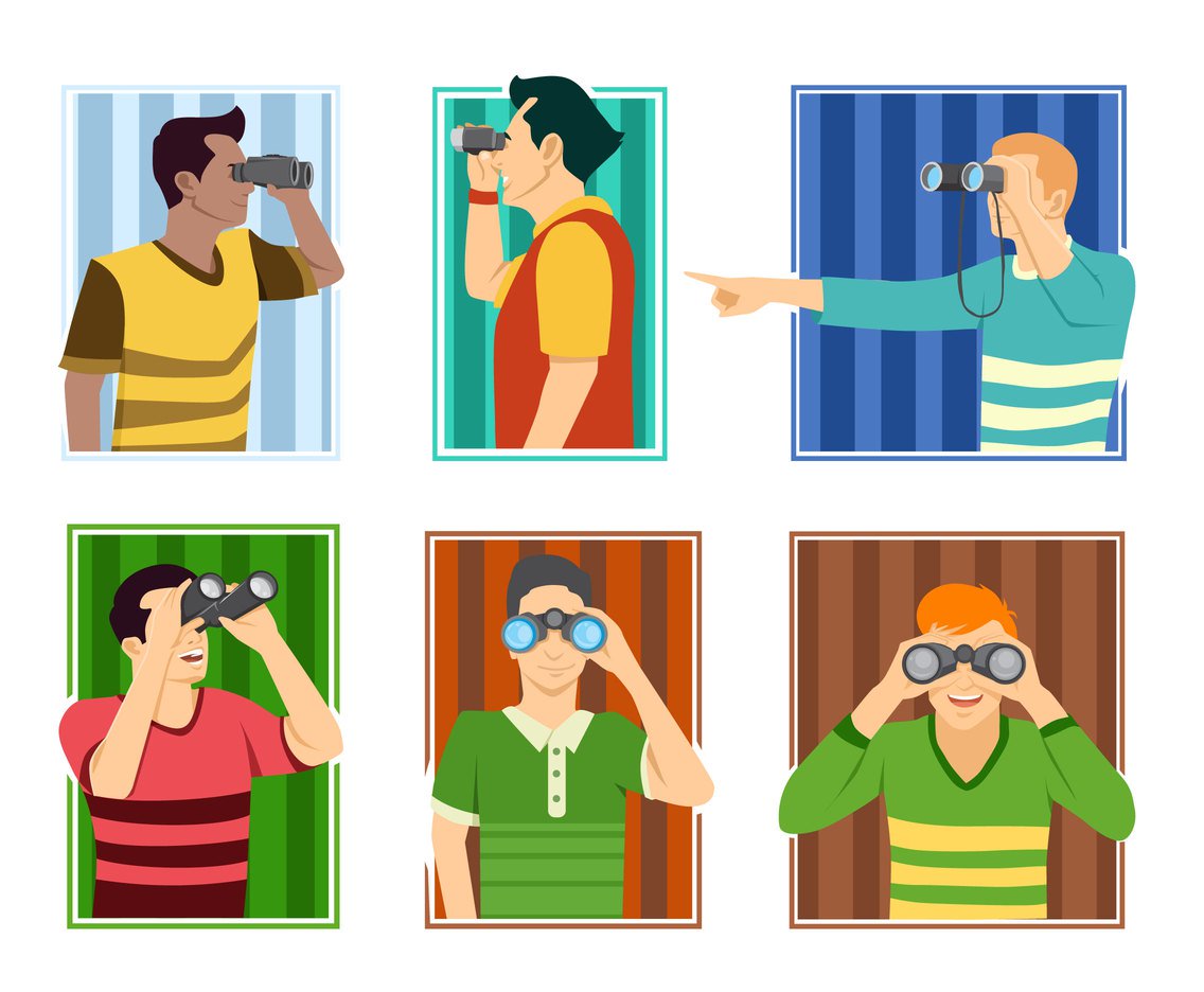 1136x936 Observing With Binoculars Vector Vector Art Graphics