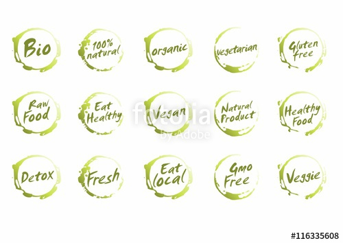 Set Of Healthy Food Symbols Vector Bio, Natural, Organic 500x354 Set Of Healthy Food Symbols Vector Bio, Natural, Organic