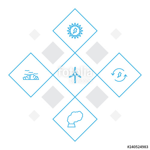 500x500 Set Of Bio Icons Line Style Set Collection Of Reload, Windmill