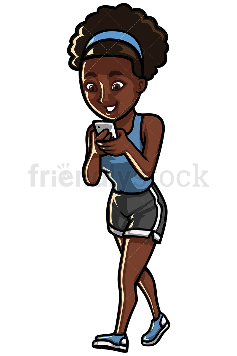 Black Woman Texting While Walking Vector Cartoon Clipart 800x1200 Black Woman Texting While Walking Vector Cartoon Clipart