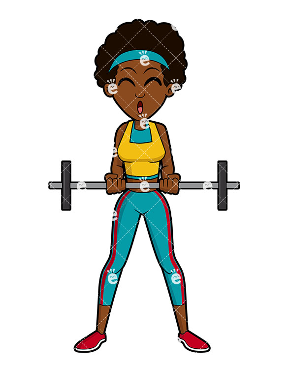 A Black Woman Lifting A Light Barbell Vector Clipart 585x755 A Black Woman Lifting A Light Barbell Vector Clipart