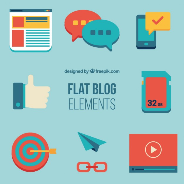 Blog Elements Set In Flat Design Vector Free Download 626x626 Blog Elements Set In Flat Design Vector Free Download
