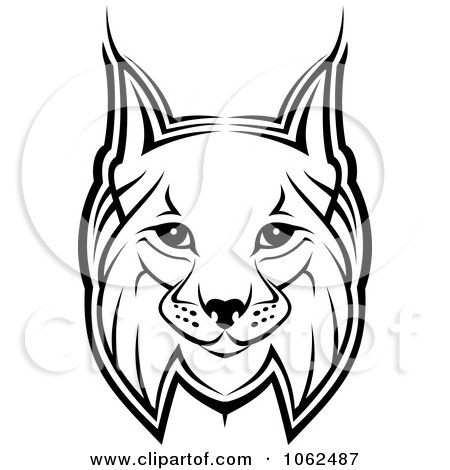 450x470 Clipart Bobcat In Black And White