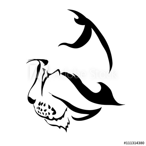 500x500 Outline Cat Or Bobcat Face Logo Or Tattoo Vector Illustration