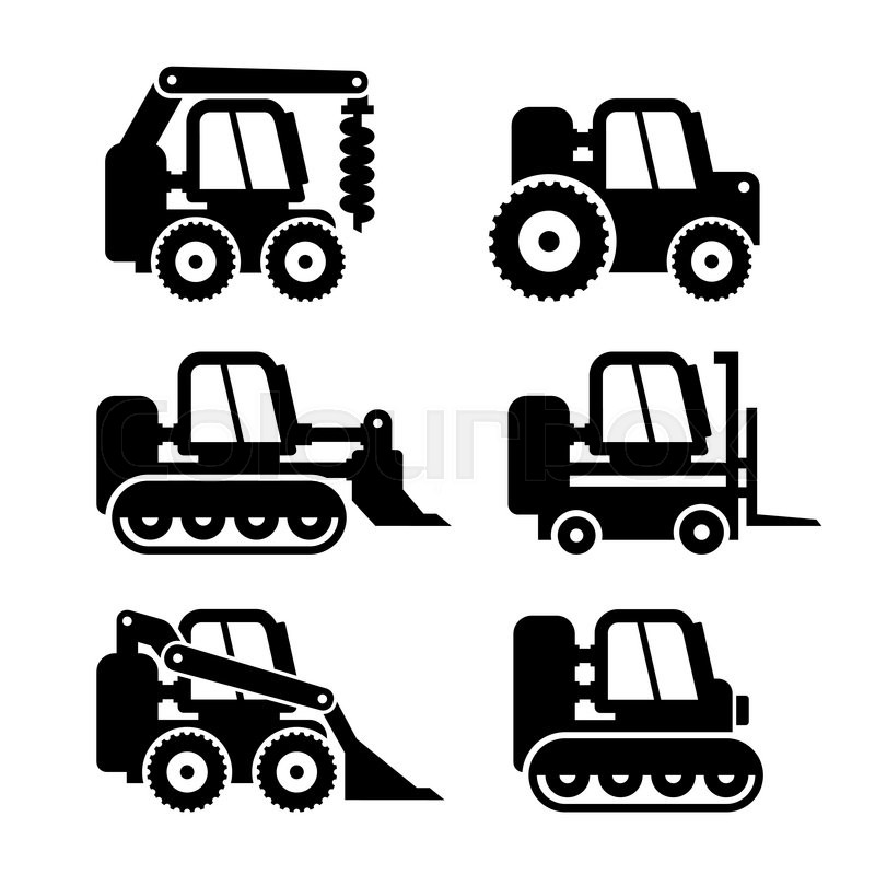 800x800 Bobcat Machine Icons Set On Vector Stock Vector Colourbox
