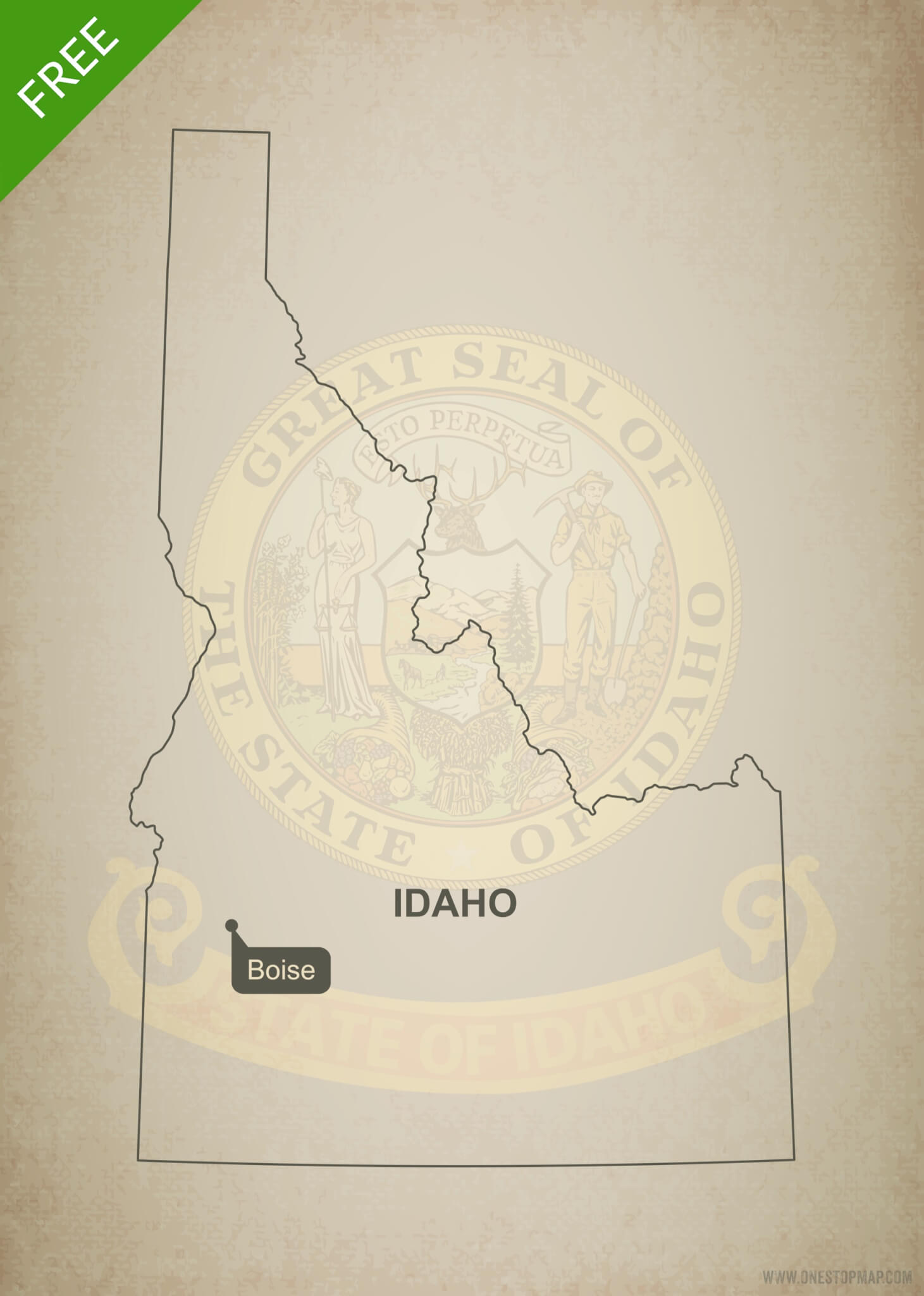 1461x2048 Free Vector Map Of Idaho Outline One Stop Map