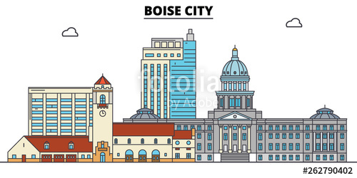 500x250 Boise City,united States, Flat Landmarks Vector Illustration