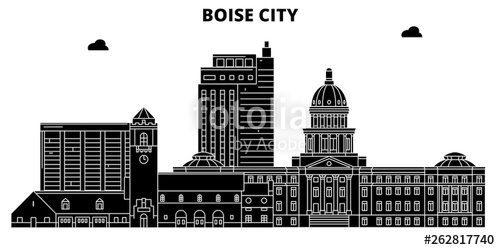 500x250 Boise City United States, Outline Travel Skyline Vector
