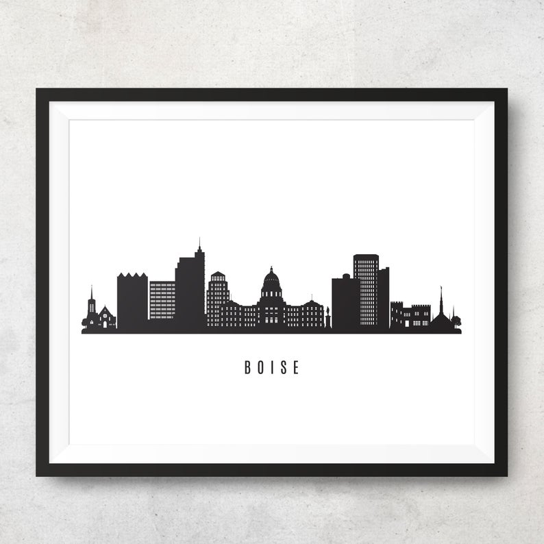 794x794 Boise City Skyline Printable Boise Idaho Black White Wall Etsy