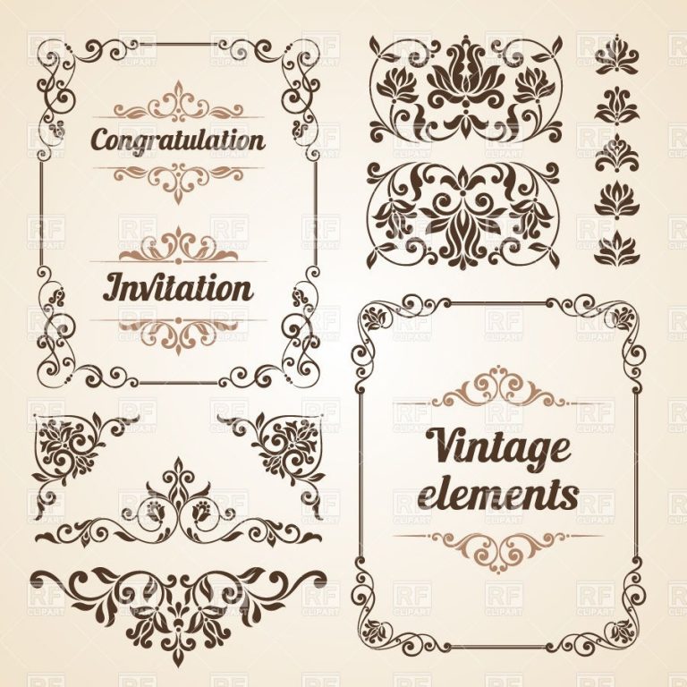 768x768 Vintage Borders, Ornate Classic Frames And Curly Vignettes Vector