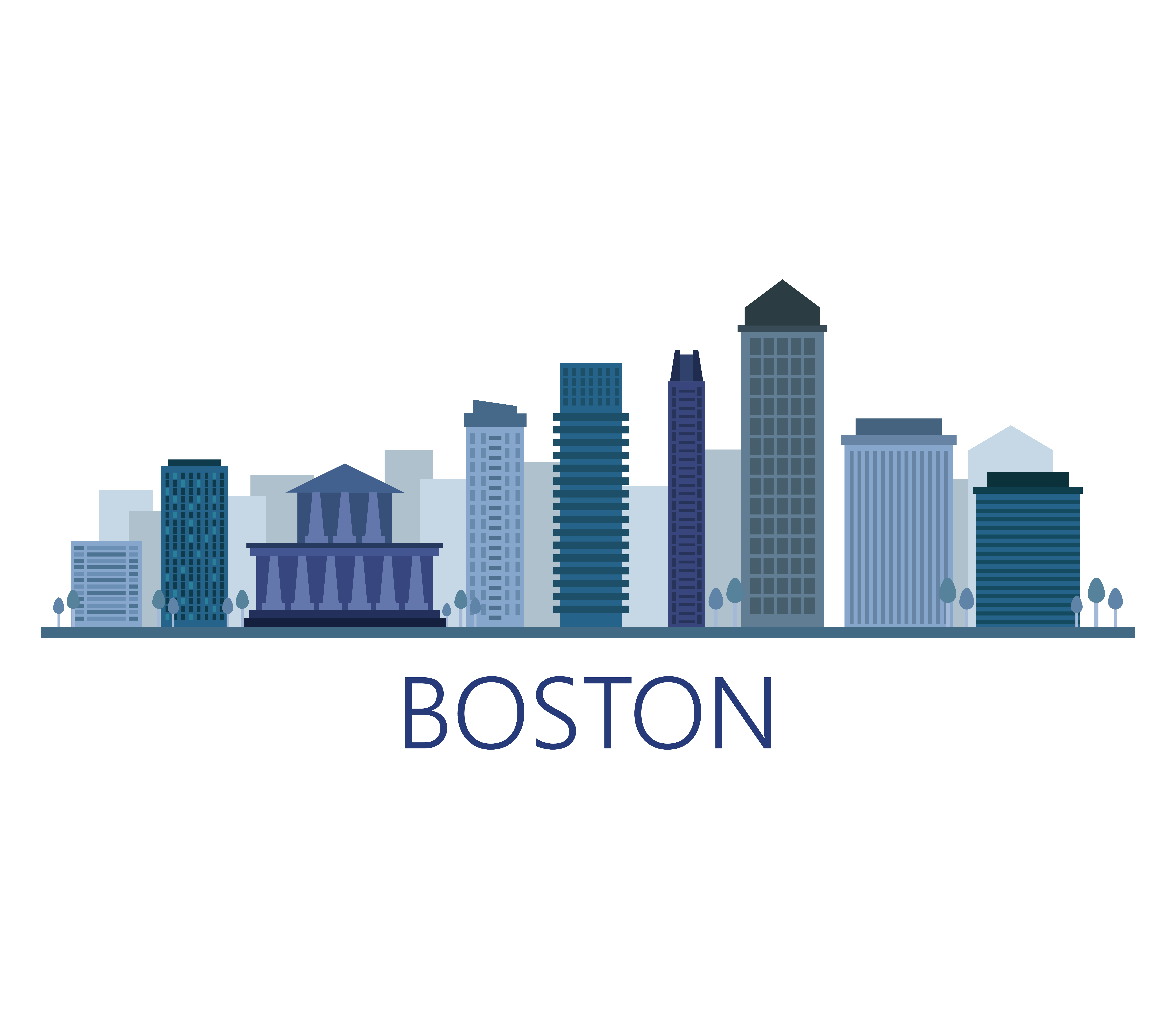 8000x7000 Boston Skyline Free Vector Art